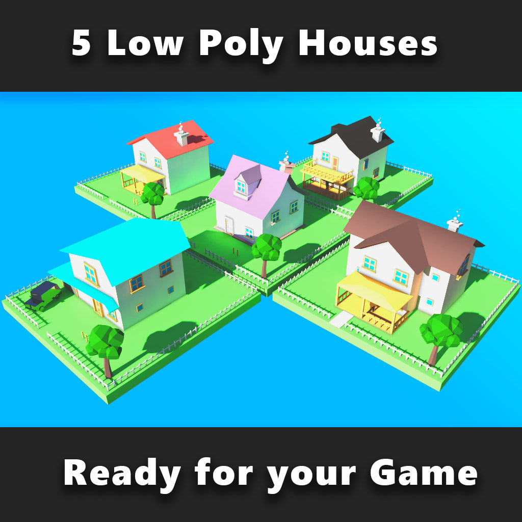 Modern House Collection, Low Poly 3D Model