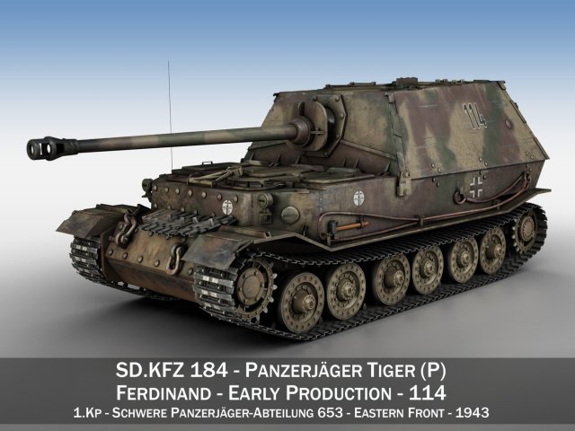 Ferdinand Tank destroyer – Tiger P – 114 3D Model