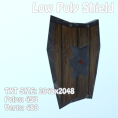 Low Poly Hand Painted Shield 3D Model