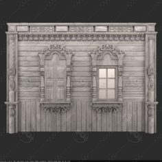 Wood decorated wall with windows model 3D Model