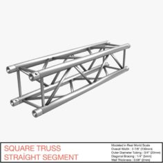 Free Square Truss Straight Segment 021 3D Model