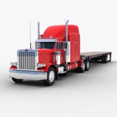 3D model Flatbed Semi-trailer Truck 3D Model