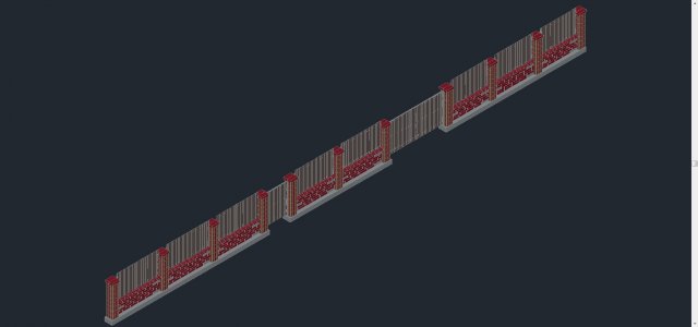 Fence combo brick metal 3D Model