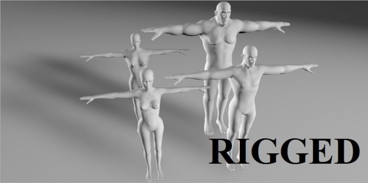 4 human  3d base RIGGED mesh model 3D Model