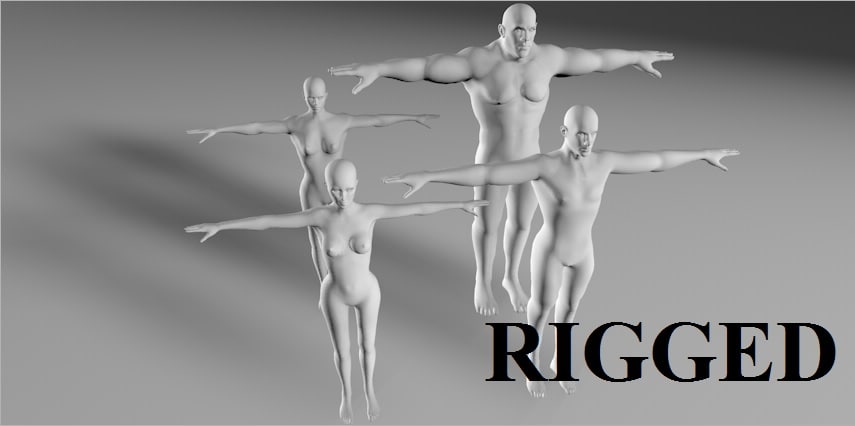 4 human  3d base RIGGED mesh model 3D Model