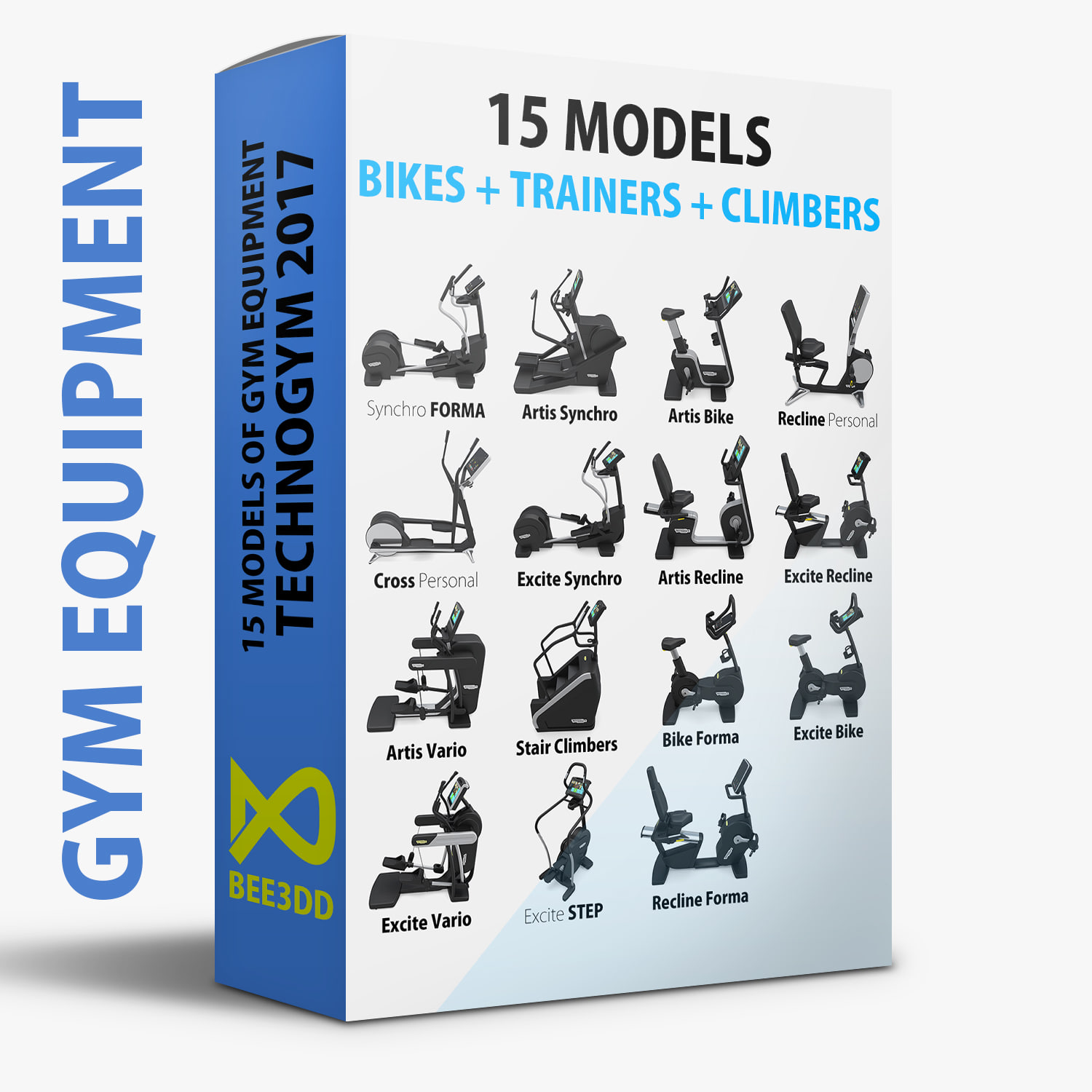 Technogym 2017 – BIKES – TRAINERS – CLIMBERS – 15 MODELS 3D model 3D Model
