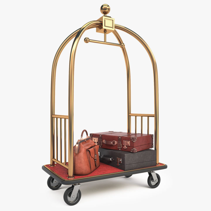3D Hotel Cart with Luggage model 3D Model