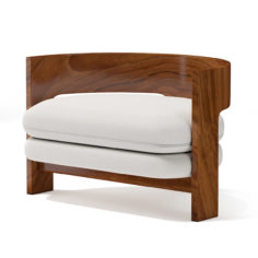 Round Wooden Armchair 3D Model