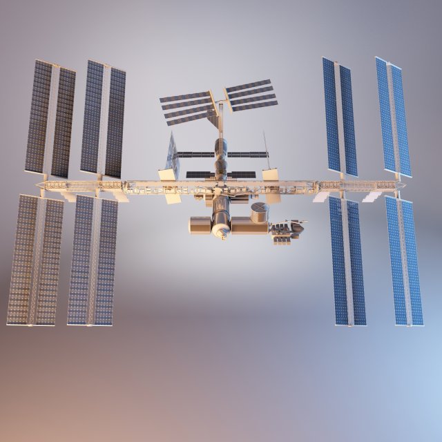 International Space Station With RIG 3D Model
