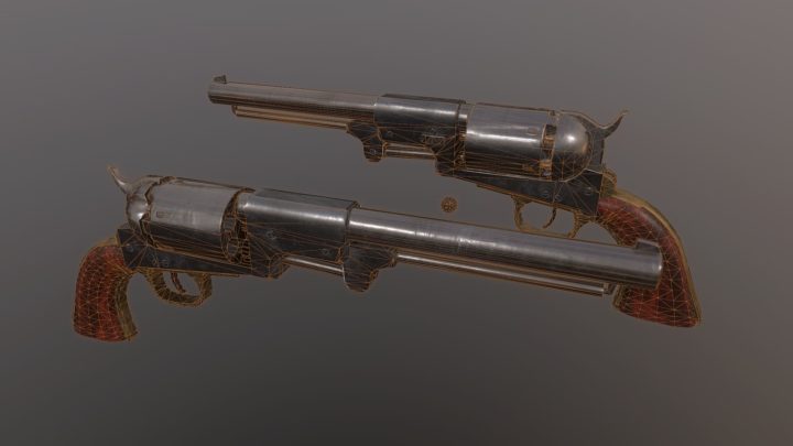 3D Colt Dragoon Revolver – Game Ready model 3D Model