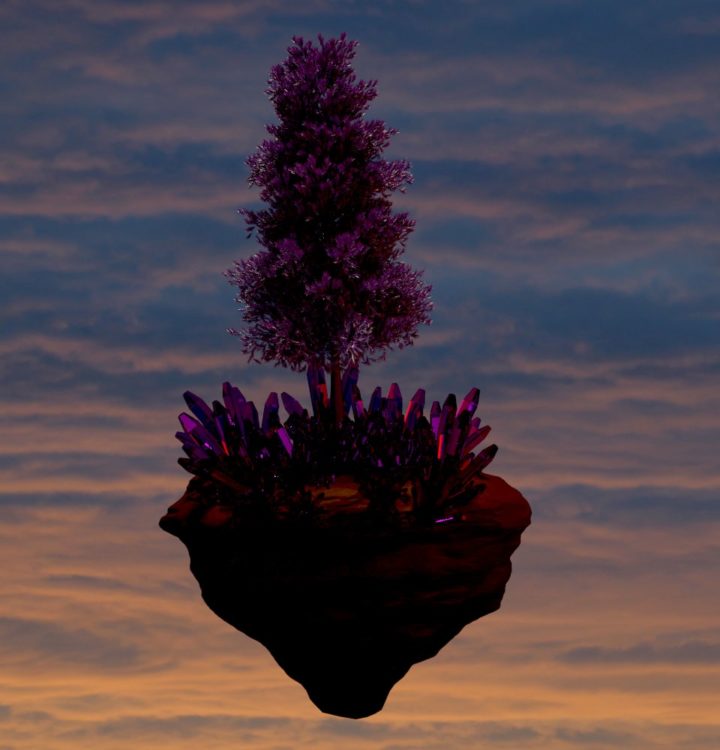 3D Flying Fantastic Tree 3D Model