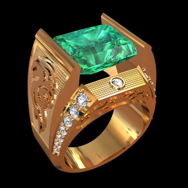 GOLD RING18K EMERALD 3D Model