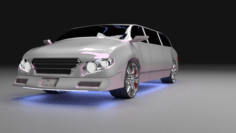 White Limousine 3D Model