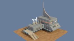Low Poly Cartoony Sci Fi Building 3 3D Model