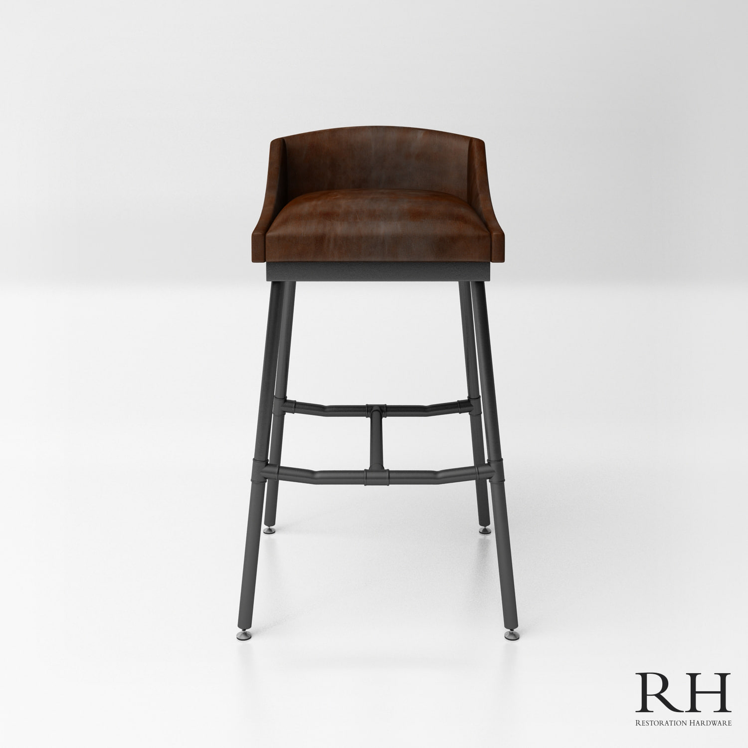3D RH_Iron Scaffold Leather Stool model 3D Model