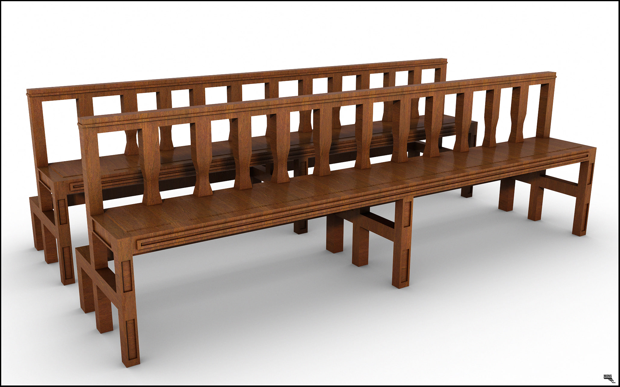 Church Bench 3D Model