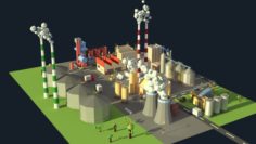 Low Poly Industrial Complex Pack 3D Model