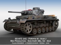 PzKpfw III – Panzer 3 – AusfJ – 614 3D Model