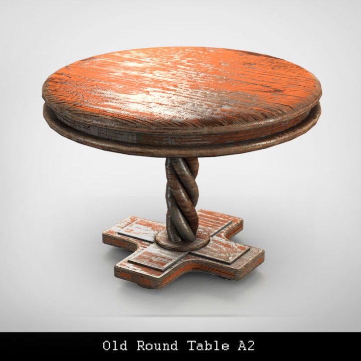 3D Old Round Table A2 model 3D Model
