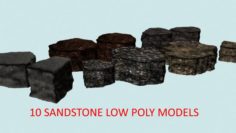 10 Sandstone low poly models 3D Model