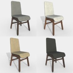 Dining Table Fabric Chairs 3D Model