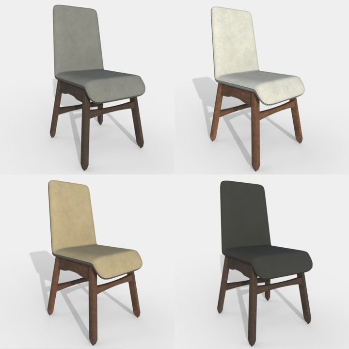 Dining Table Fabric Chairs 3D Model