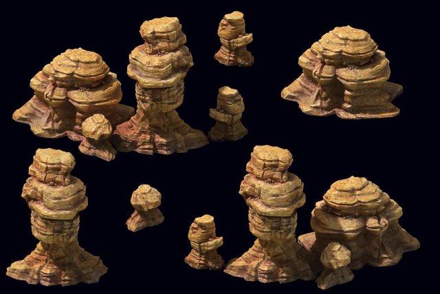 Game Model – Desert Gobi – Wind Stone 06 3D Model