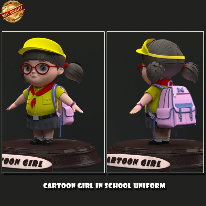cartoon school girl 3D Model