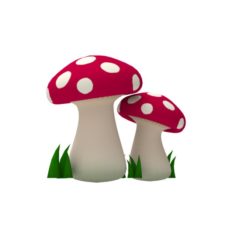 Red mushrooms 3D Model