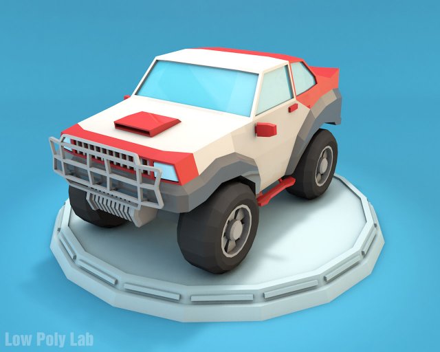 Cartoon Racing Jeep Low Poly 3D Model 3D Model