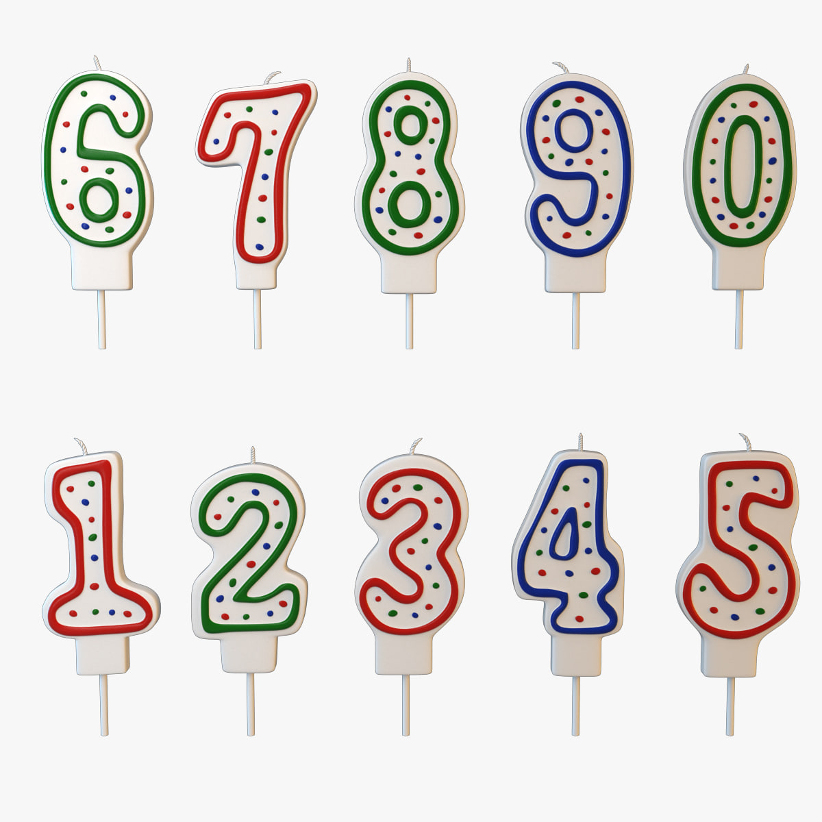 Number Candles Set 3D Model