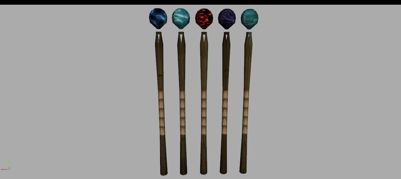 3D Hand painted magic staff set model 3D Model