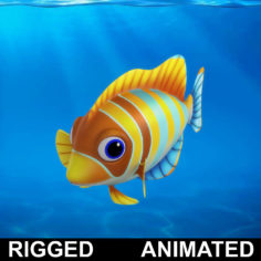 3D Cartoon Fish Rigged Animated 3D Model