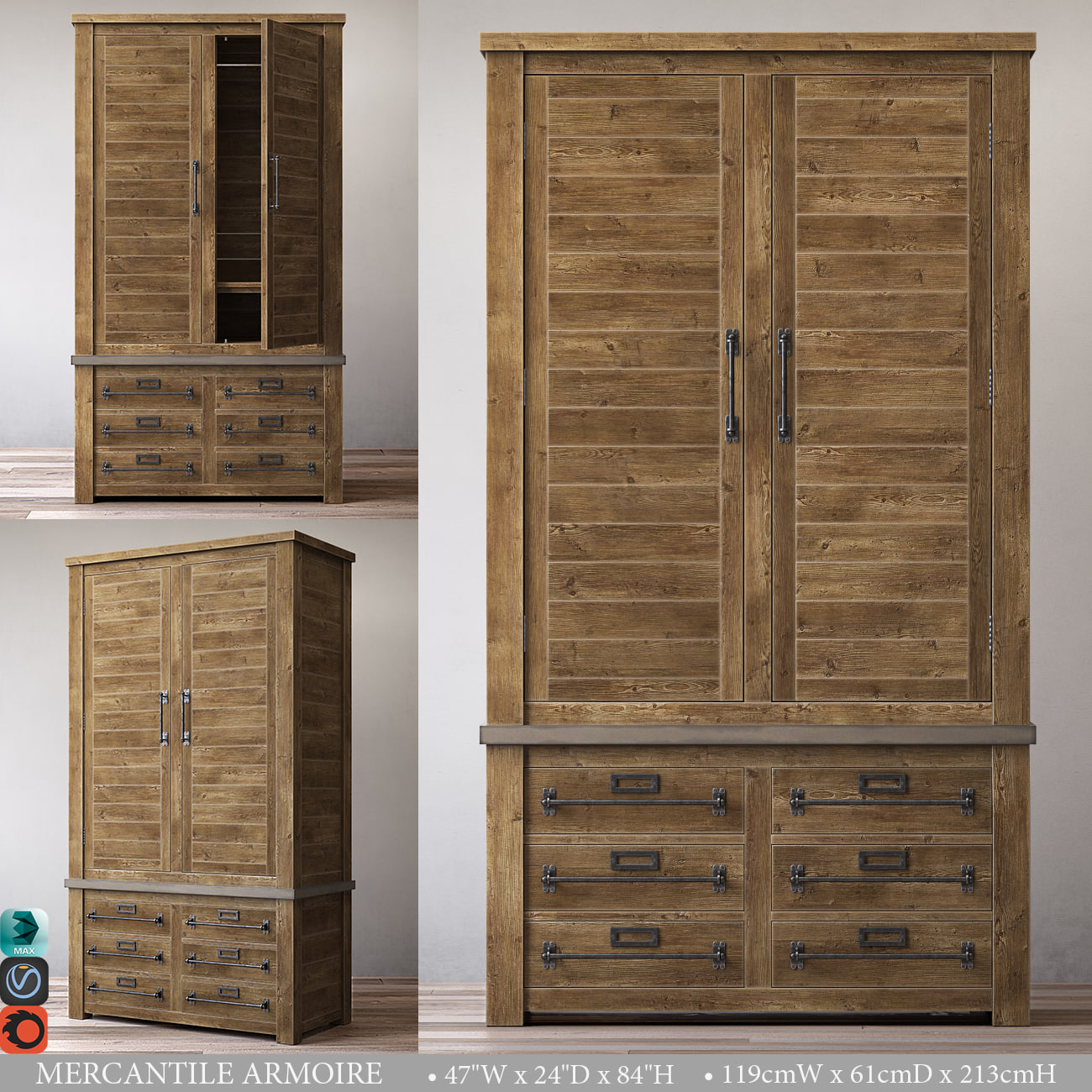 MERCANTILE ARMOIRE model 3D Model