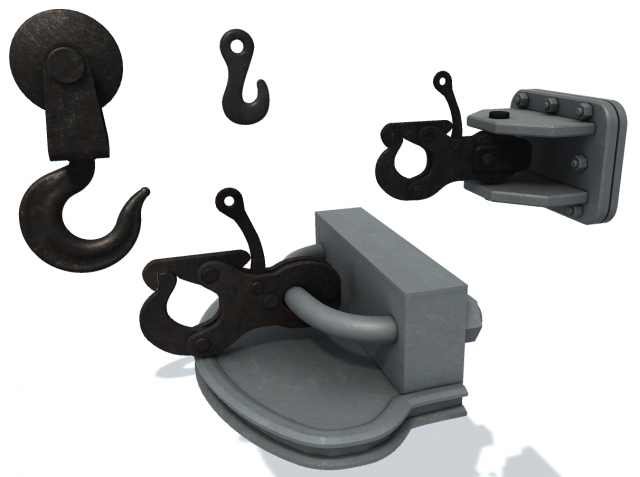 Set of ship hooks 3D Model