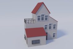 3D Low-poly Suburban House 3D Model