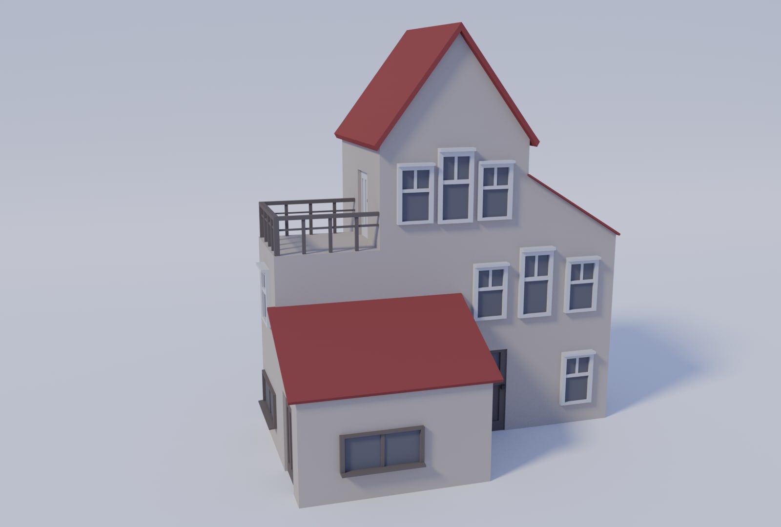 3D Low-poly Suburban House 3D Model