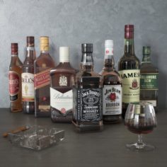 Whiskey bottles 3D Model