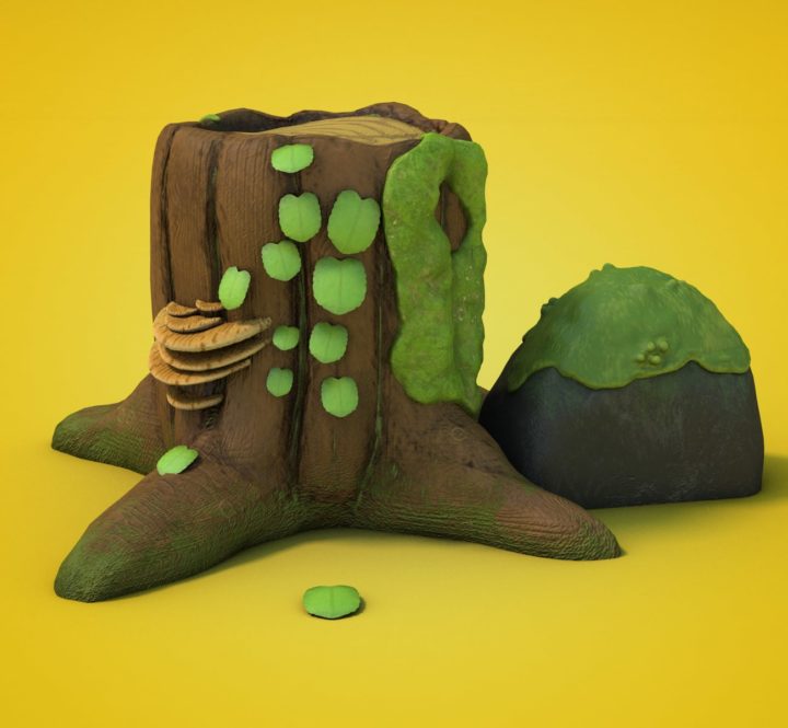 Cartoon tree trunk 3D Model