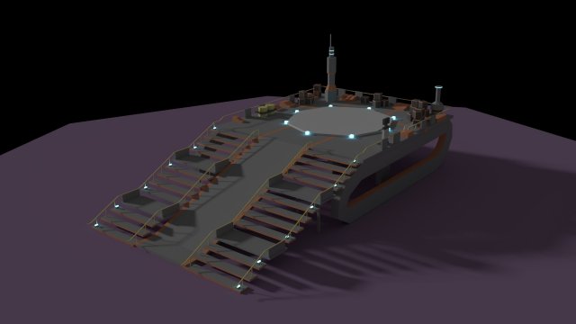 Low Poly Spaceship Platform 3D Model