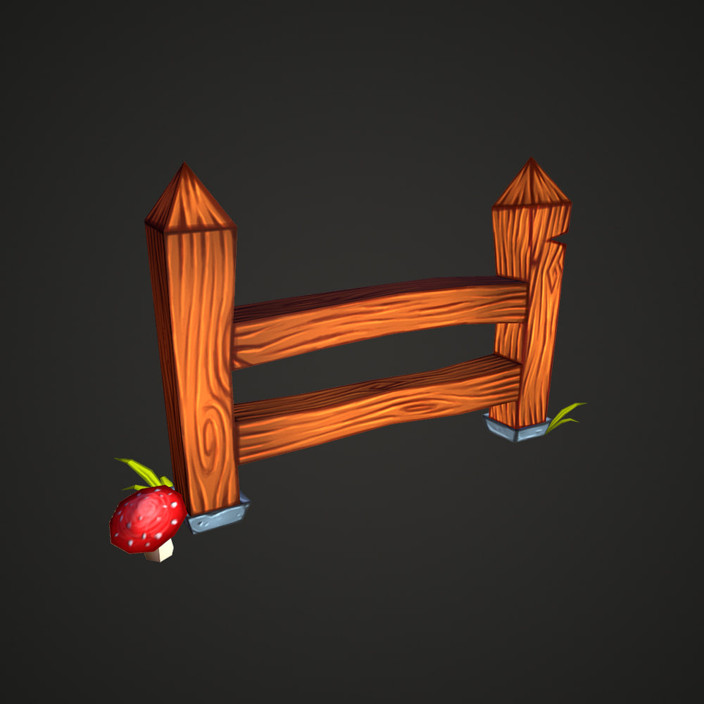 3D model Wooden fence low-poly 3D Model