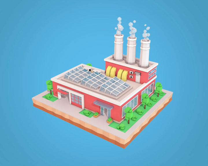 Cartoon Factory Low Poly Plant model 3D Model