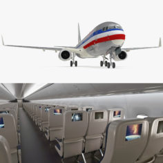 Boeing 737-900 with Interior American Airlines Rigged 3D Model