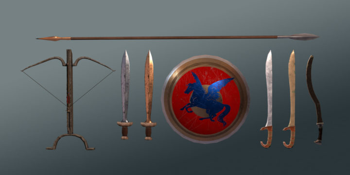 Low Poly Ancient Greek Weapons Pack 3D Model