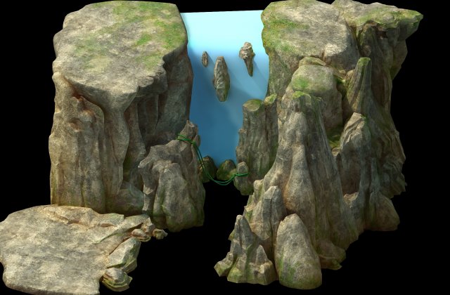 Game Models – field – Waterfall 02 3D Model