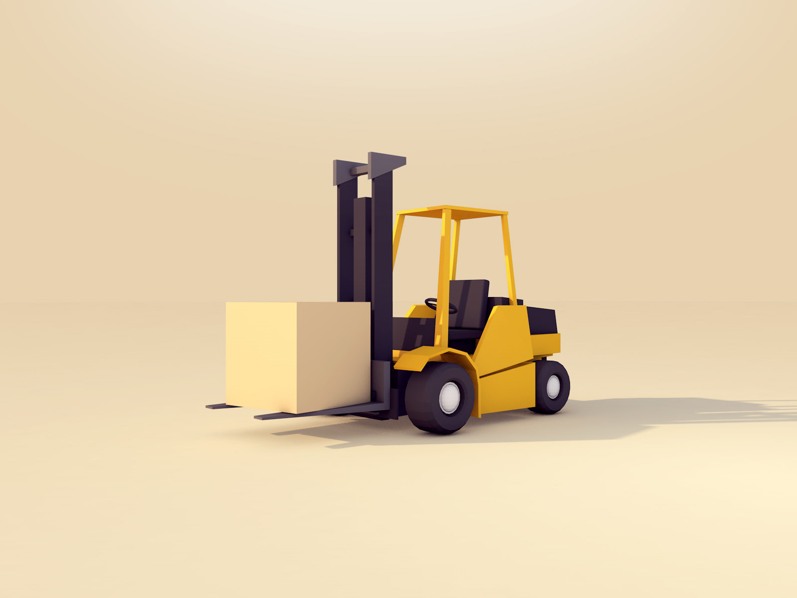 Cartoon Low Poly Forklift 3D Model