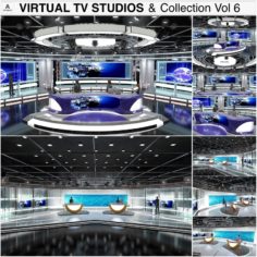 Virtual TV Studio News Sets Collection 6 3D Model