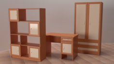 Shelving desk wardrobe 3D Model