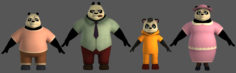 3D Panda Family model 3D Model