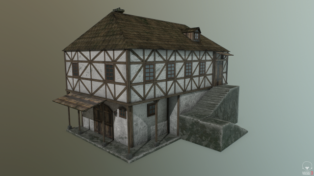 Medieval house C PBR 3D Model